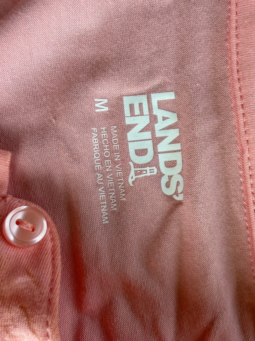 Lands' End Coral Pink Button-Up Tee - Picture 2 of 2